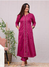 Elegant Pink Embroidered Long Kurta for Women